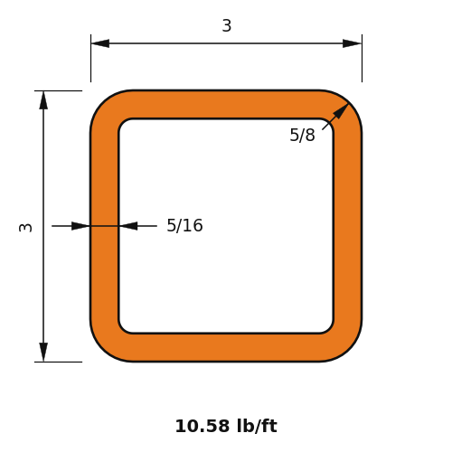 HSS3x3x.3125