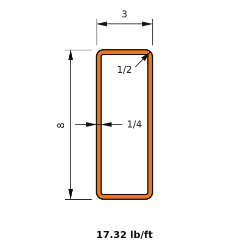 HSS8x3x.25